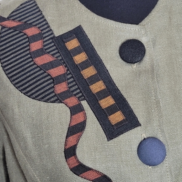 Beppa Vintage Linen Art-To-Wear Button Front Jacket - Size M - Picture 5 of 11